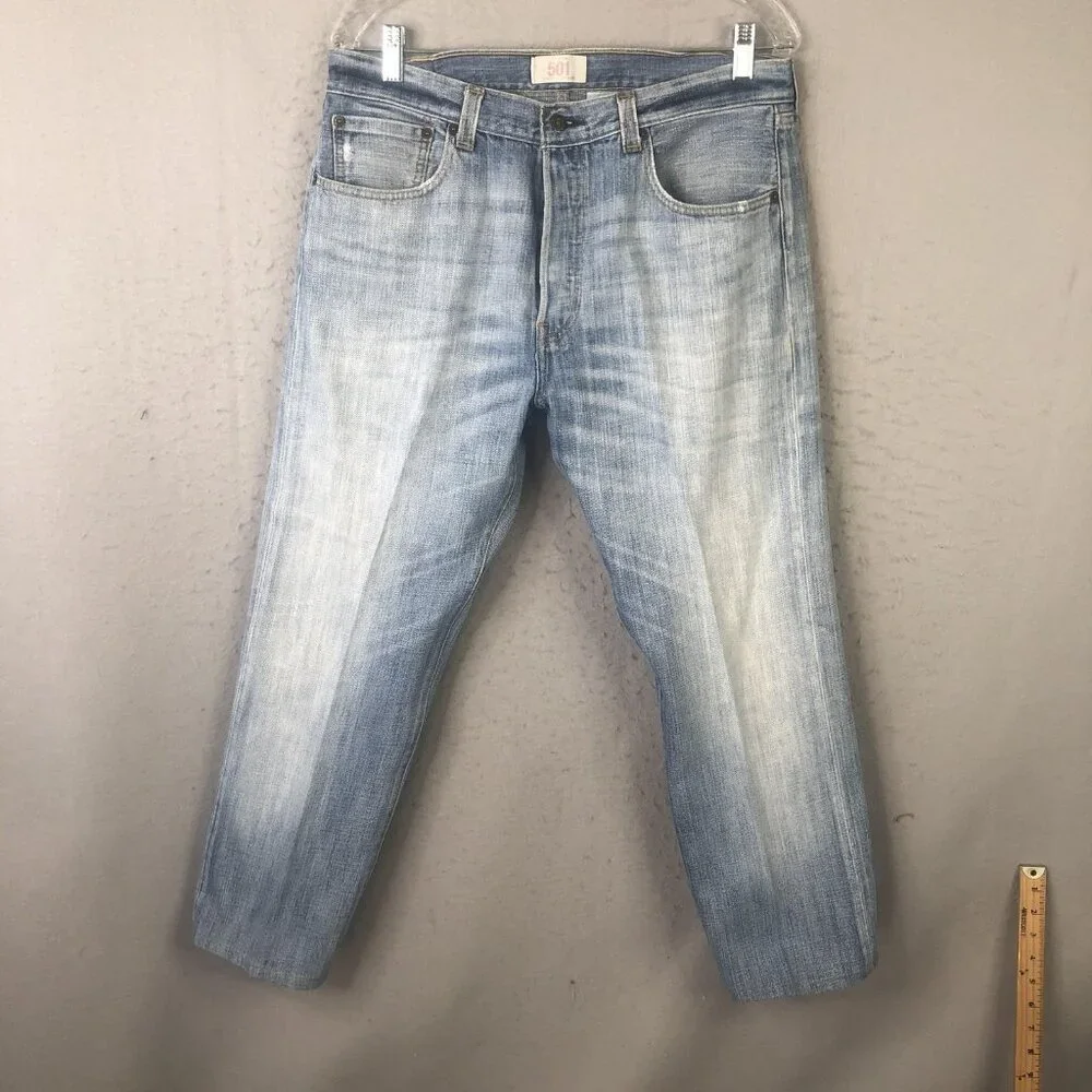 Vintage Levis 501 Jeans Mens 34x30 Leather Patch Button Fly WPL423 Faded Mexico